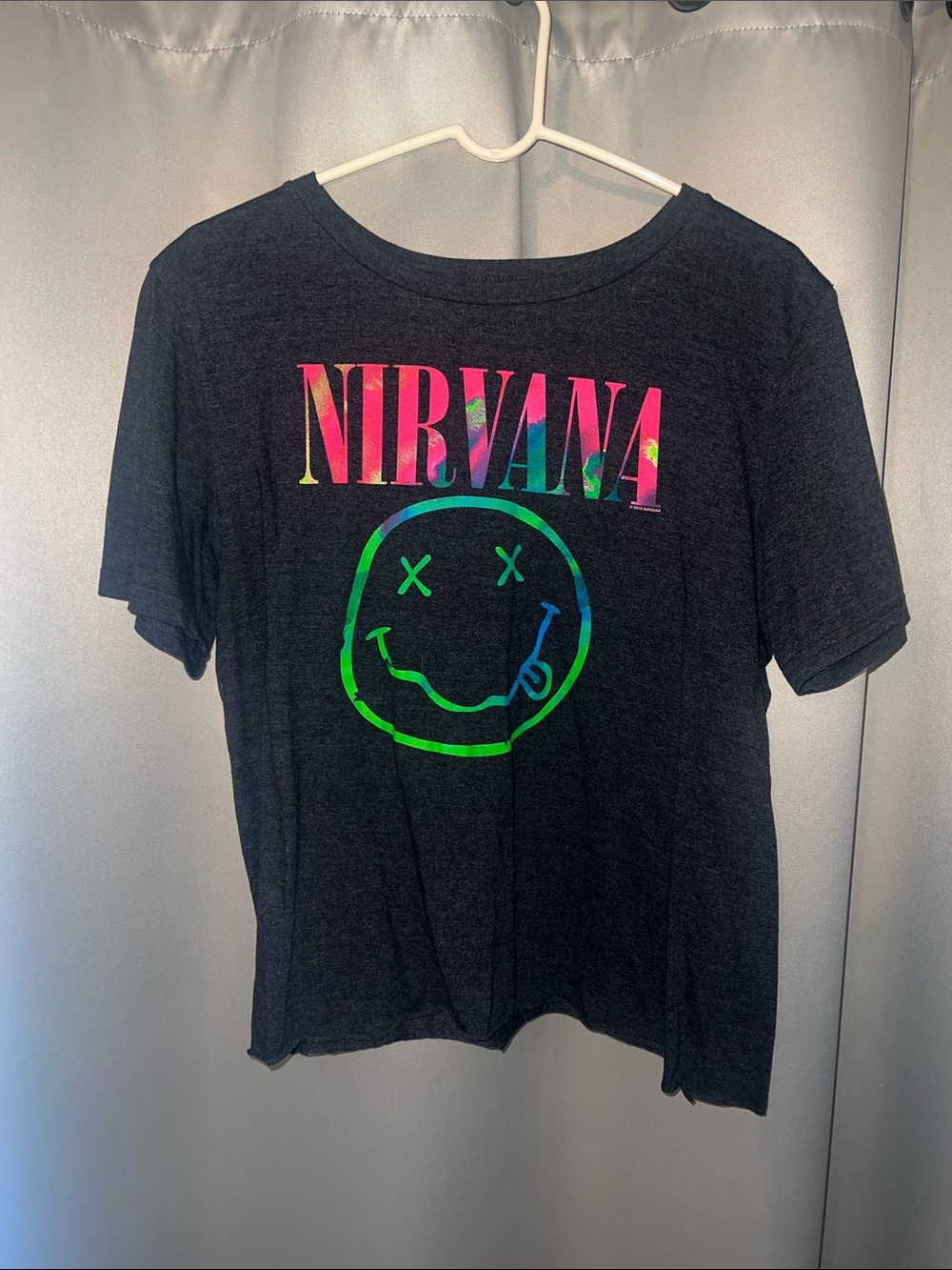 NIRVANA Black Tee with Neon Rainbow Logo
